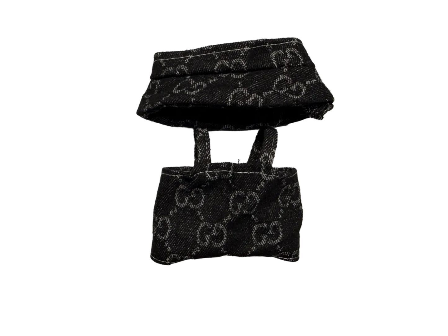 Plush Pendant Outfit - Black jean themed overall w/ bucket hat