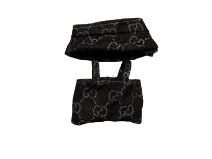 Plush Pendant Outfit - Black jean themed overall w/ bucket hat