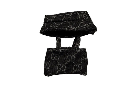 Plush Pendant Outfit - Black jean themed overall w/ bucket hat