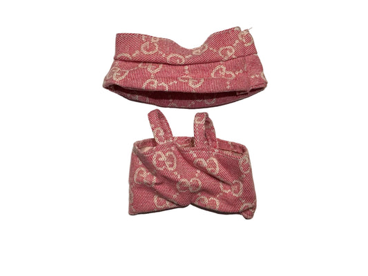 Plush Pendant Outfit - Pink jean themed overall w/ bucket hat