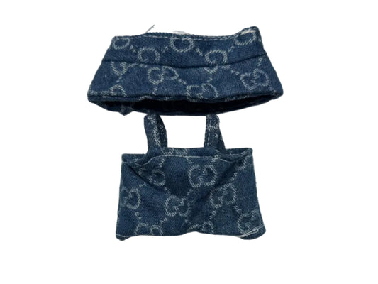 Plush Pendant Outfit - Blue jean themed overall w/ bucket hat