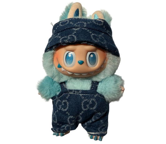 Plush Pendant Outfit - Blue jean themed overall w/ bucket hat